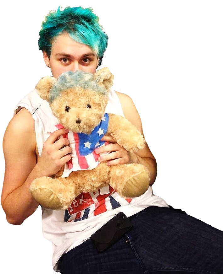 Why Is He So Cute I Just Want To Cuddle Him - Michael Clifford Blue Hair 2014 (709x873), Png Download