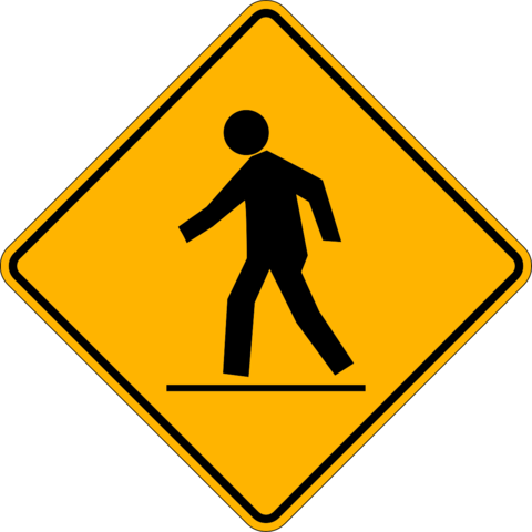 Pedestrian Crossing Right Of Traffic - Merging Lanes Sign (480x480), Png Download