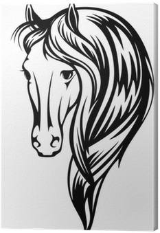 Beautiful Horse Vector Illustration Canvas Print • - Black And White Horse Drawings (400x400), Png Download