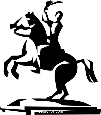 Statue Of A Man On A Horse - Man On Horse Vector (422x480), Png Download