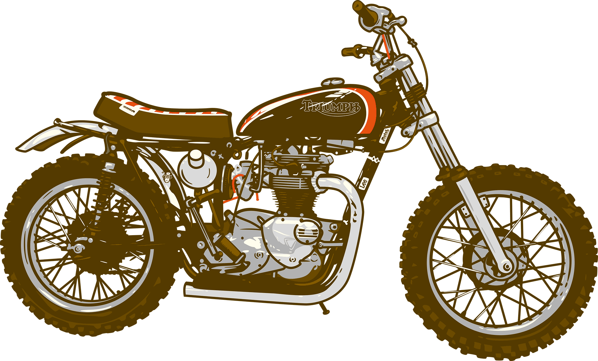 Illustration Cafe Racer Motorbike Triumph - Triumph Illustrations (1972x1191), Png Download