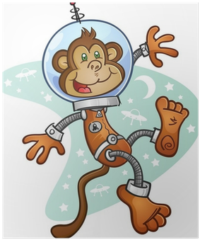 Monkey Astronaut Cartoon Character In A Space Suit - Space Monkey Cartoon (400x400), Png Download