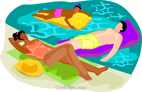 People Relaxing In The Pool Royalty Free Vector Clip (480x313), Png Download
