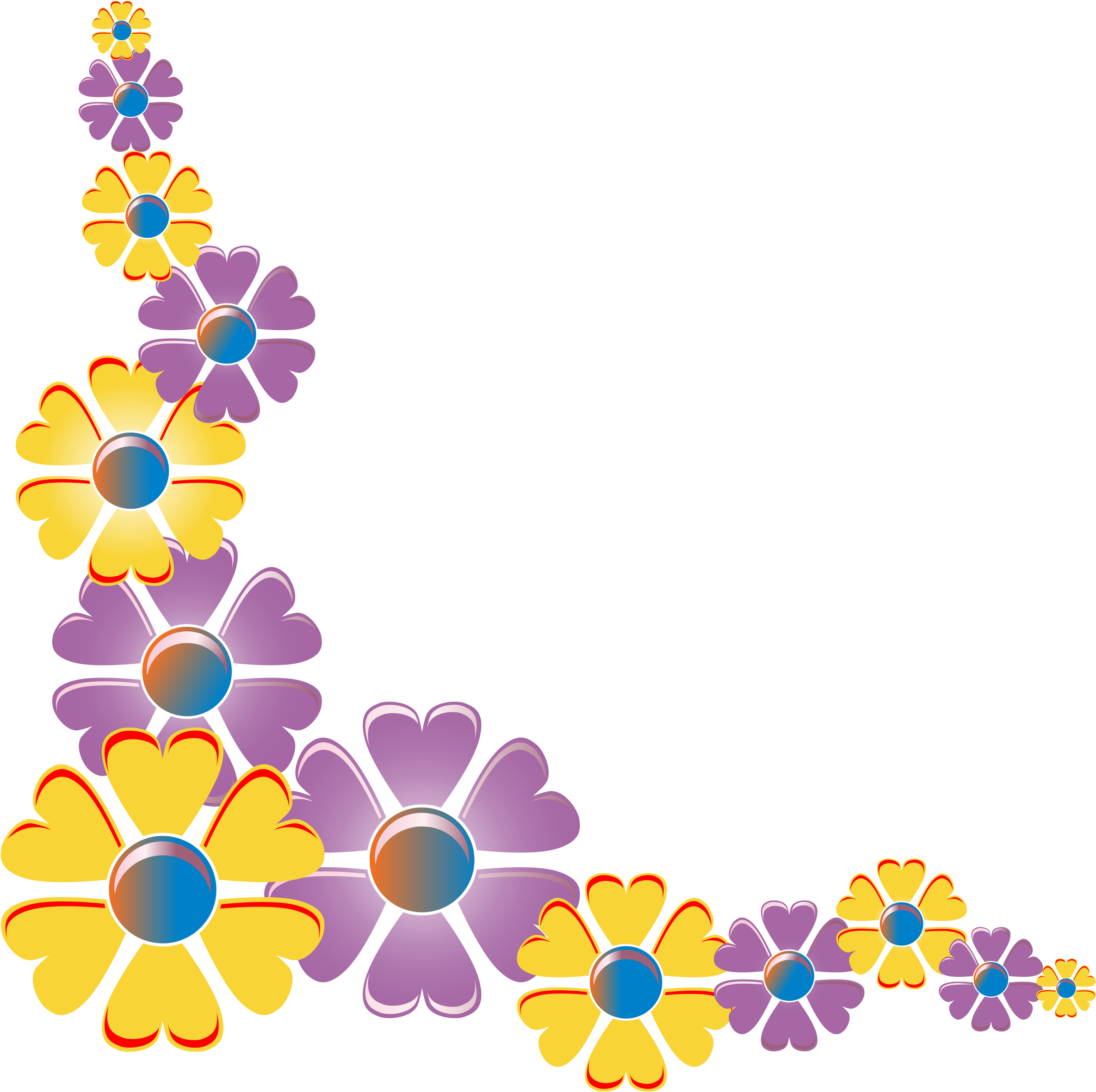 Flower Corner Variation - Clip Art Flowers (1000x997), Png Download
