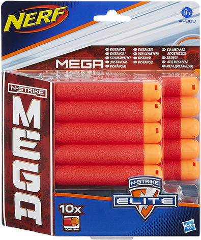 Nerf Mega Dart Refillpakke - Nerf N-strike Elite Mega 10 Dart Refill Pack (415x492), Png Download