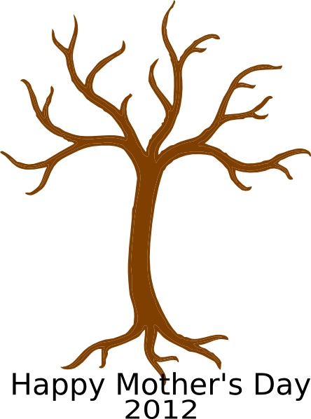 Mother S Day Handprint Tree Template Clip Art At Clipart - Tronco De Arbol Dibujo (444x598), Png Download