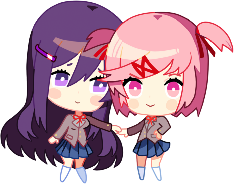 Ddlc Dokidokiliteratureclub Natsuki Yuri Natyuri Yursuk - Ddlc Natsuki And Yuri (926x727), Png Download