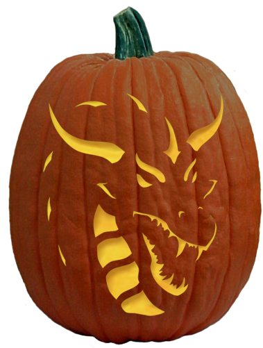 Over 700 Free Pumpkin Carving Patterns - Dragon Easy Pumpkin Carving (500x500), Png Download