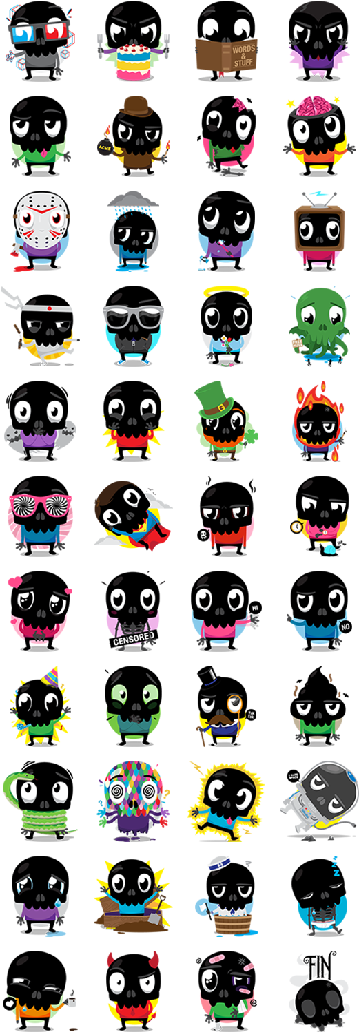 Skullington - Skull Facebook Sticker (540x1520), Png Download