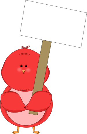 Red Bird Holding A Blank Sign Clip Art - Clip Art (300x462), Png Download