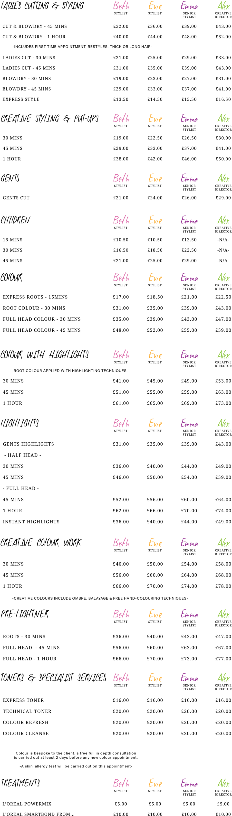 Price List Update Oct 18 - Hays Salon (1000x3360), Png Download