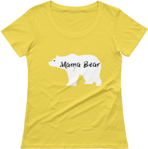 Mama Bear Ladies' Scoopneck T-shirt - Frenchie Enjoys Summer On Unicorn Pool Float In Swimm (600x600), Png Download