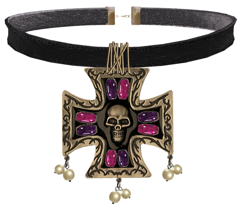 Skull W/ Black Cross Pendant Collectible Medallion (1024x1024), Png Download