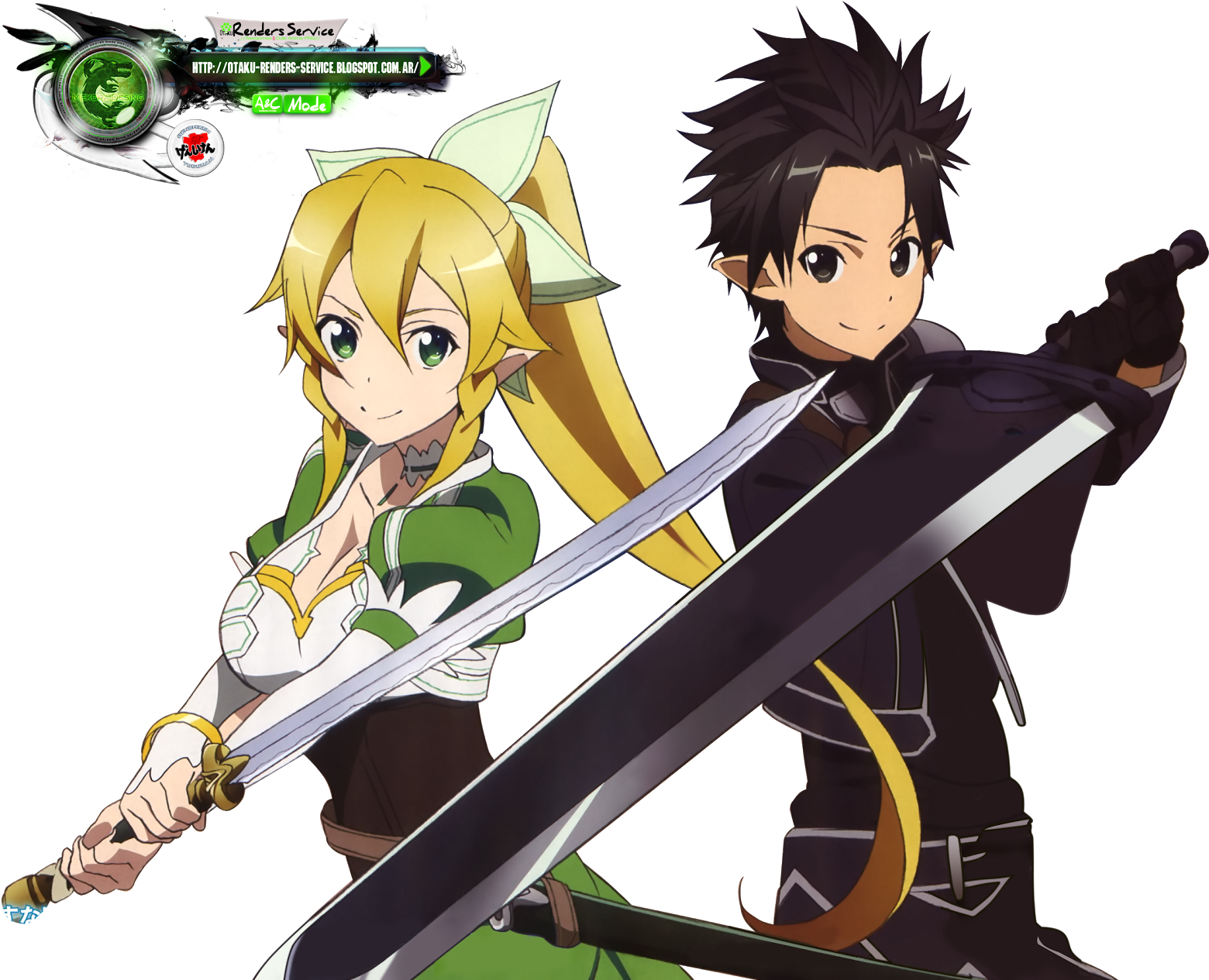 Sword Art Online Kirito And Leafa - Kirito And Leafa Png (1600x1281), Png Download