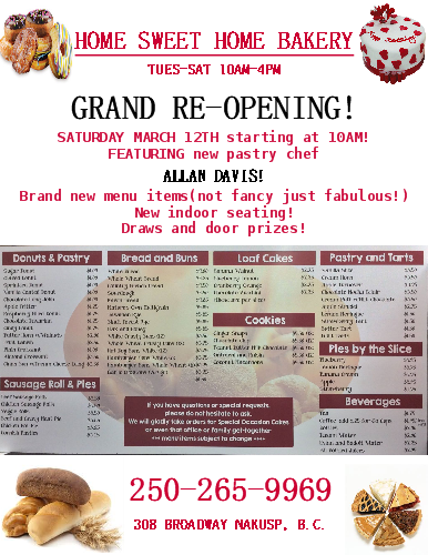 Bakery Opening, March - Menu Sweet Home Bakery (386x500), Png Download