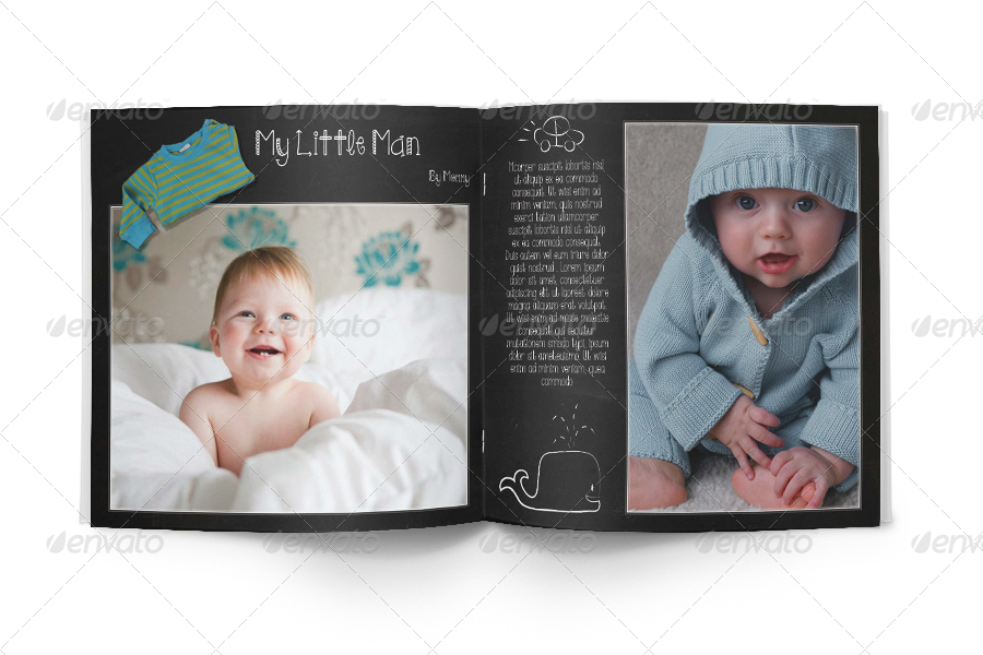 Kids Chalkboard Photo Album - Buggy Blue Boy Photo Birth Announcements (900x600), Png Download
