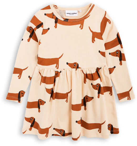 Weiner Dog Covered Dress - Mini Rodini Dog Dress Beige (786x786), Png Download