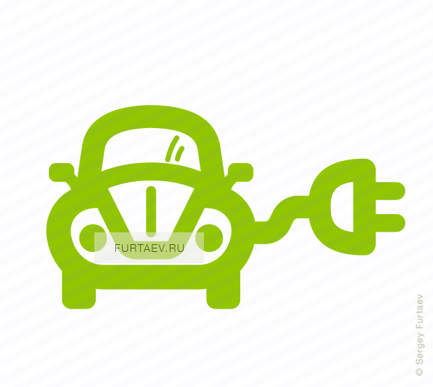 Vector Icon Of Retro Style Automobile With Electric - Electric Car Icon Png Green (620x553), Png Download
