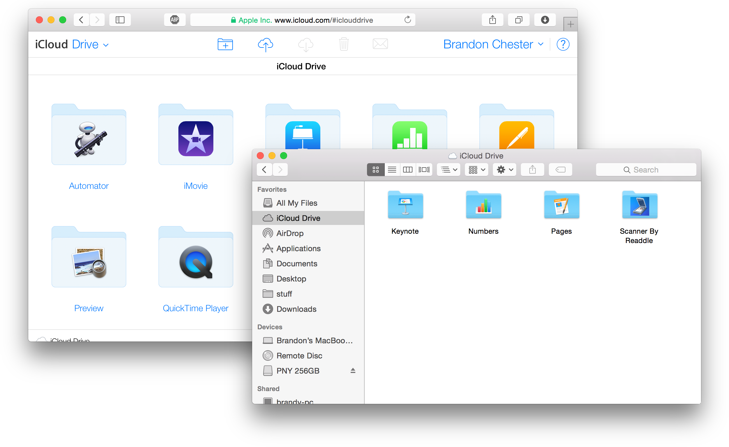 A Look At Os X Yosemite And Ios - 10.6 8 Os X Icloud (2504x1545), Png Download