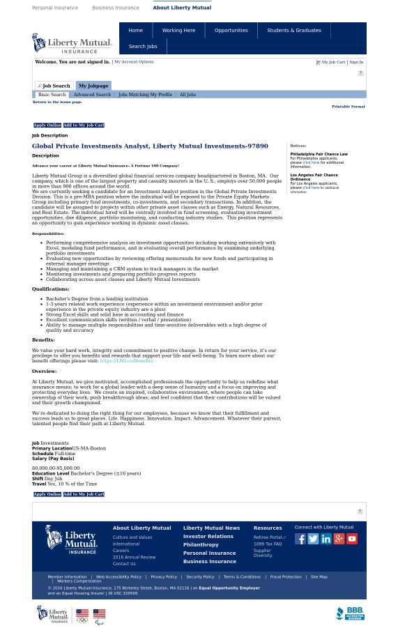 Global Private Investments Analyst, Liberty Mutual - Insurance (600x900), Png Download