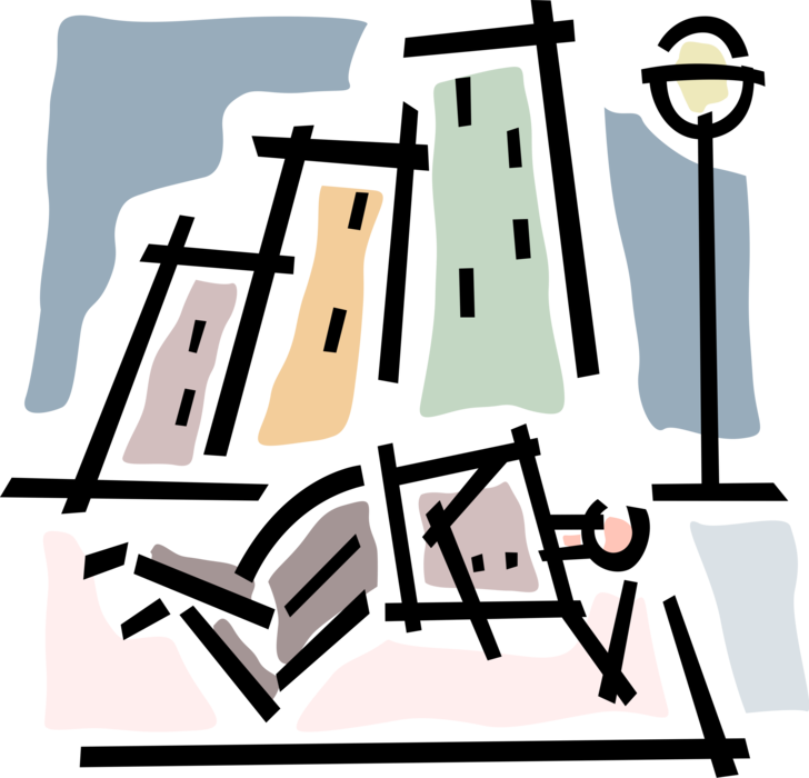 Vector Illustration Of Homeless Unemployed Down And - Homeless Clip Art (728x700), Png Download