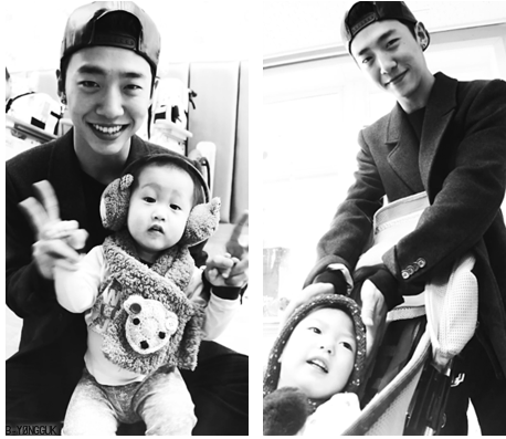 Bang Yongguk - Bang Yongguk With Kids (500x620), Png Download