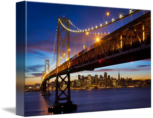 "bay Bridge" By Inge Johnsson, Frisco // The San Francisco - Gallery-wrapped Canvas Art Print 16 X 11 Entitled Bay (650x504), Png Download