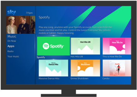 Take Your Music To The Big Screen With Spotify On Sky - Sky Q Spotify (650x322), Png Download