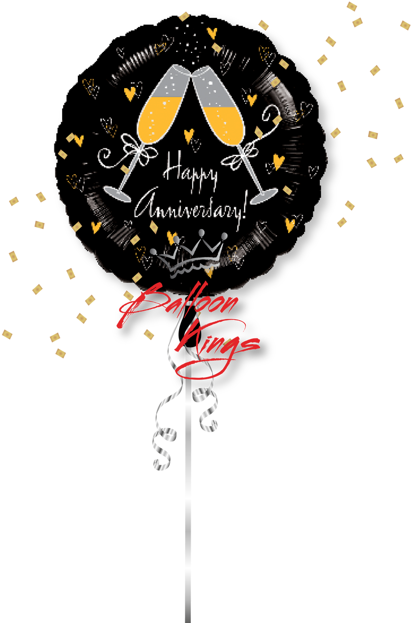Happy Anniversary Toasting Champagne - Happy Anniversary Foil Balloon (1068x1280), Png Download
