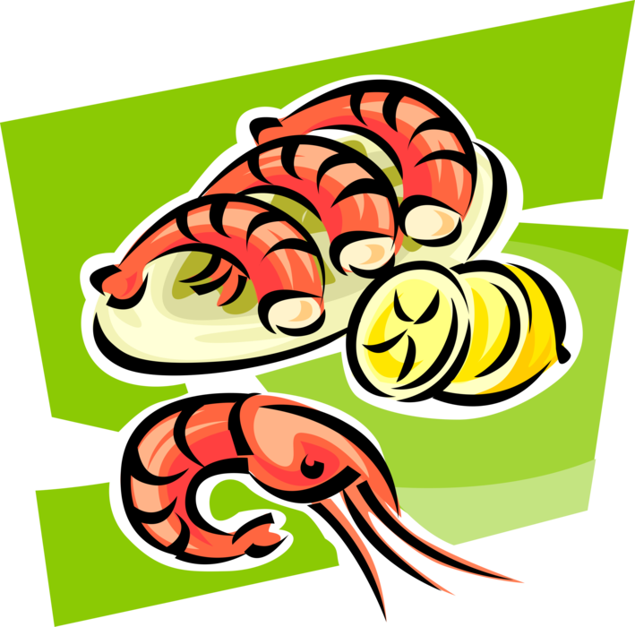 Vector Illustration Of Decapod Marine Crustacean Prawn (709x700), Png Download