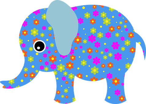 Abstract Animal Art Blue Cool Remeras Elep - Gajah Abstrak (476x340), Png Download