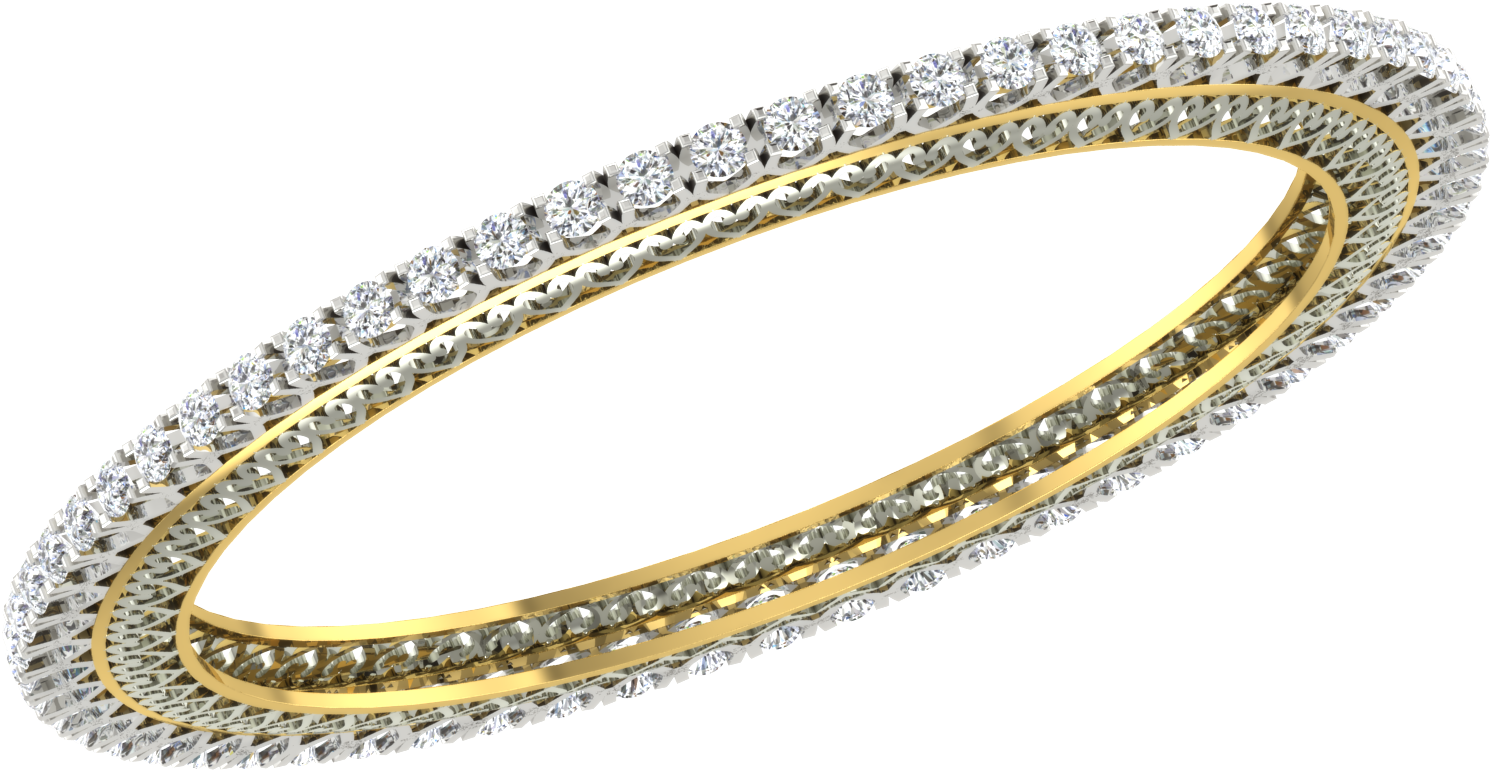 Consistent Diamond Bangles - Gold (1790x1158), Png Download