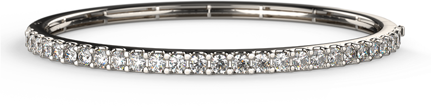 Hinged Diamond Bangle 2 Carat Version - Gold (850x478), Png Download