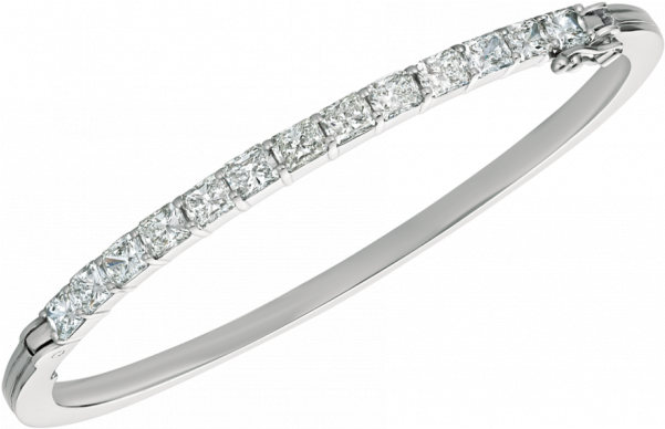 18kt White Gold Prong Set Radiant Diamond Bangle - Bangle (600x600), Png Download