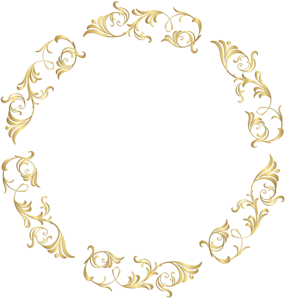 Gold Floral Border Frame Clip Art Image - Gold Olive Branch Png (575x600), Png Download