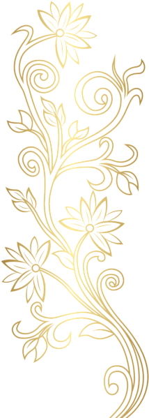 0, - Floral Pattern In Gold Png (224x600), Png Download