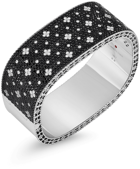 Roberto Coin Wide Bangle With Black And White Fleur - Bangle (800x800), Png Download