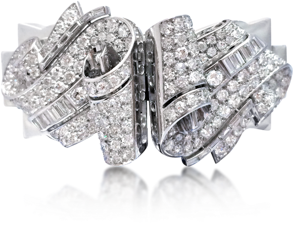 An Art Deco Diamond Bracelet - Bangle (800x800), Png Download