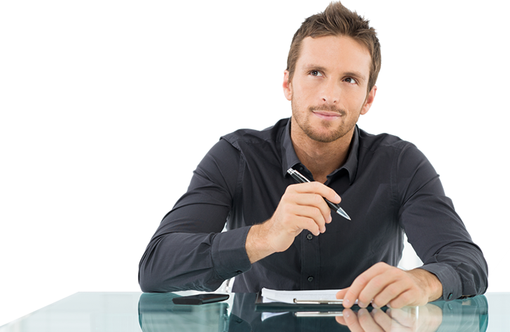 Businessman Thinking Png - Writing People (723x470), Png Download