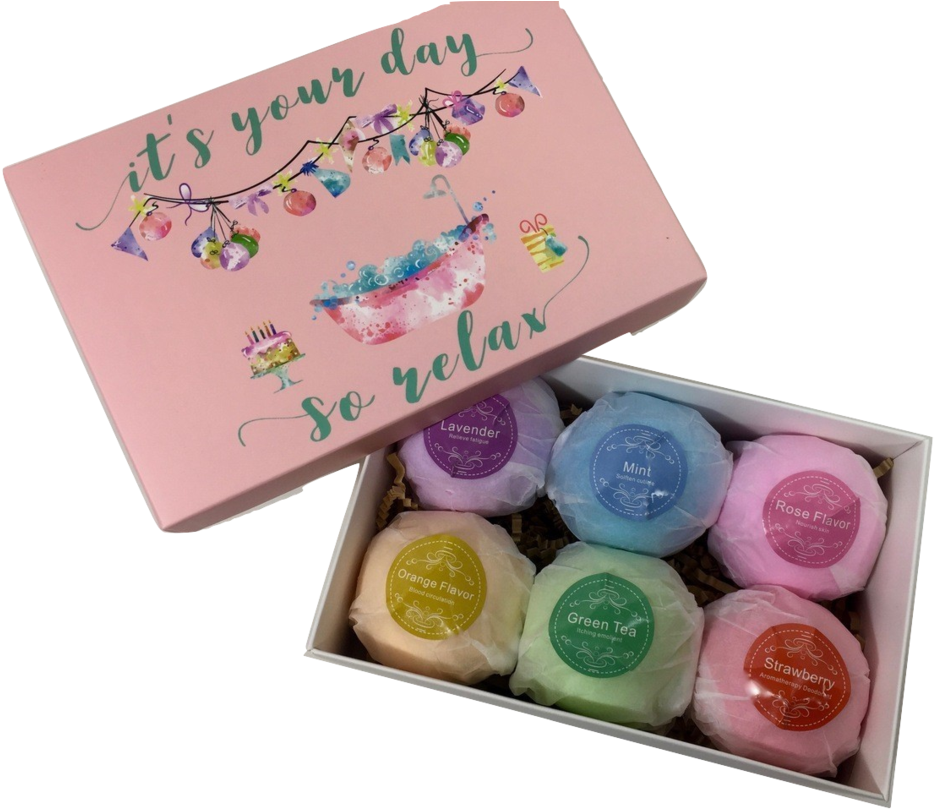 Bath Bomb Set Spa Birthday Gift Basket Box For Her-women, (1024x824), Png Download