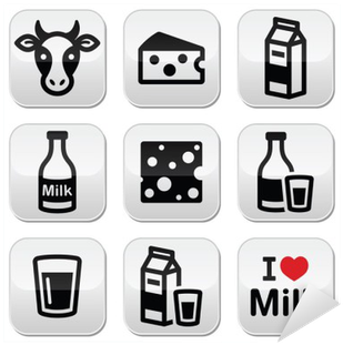 Milk, Cheese Vector Buttons Set Sticker • Pixers® • - Milk Products Icon (400x400), Png Download