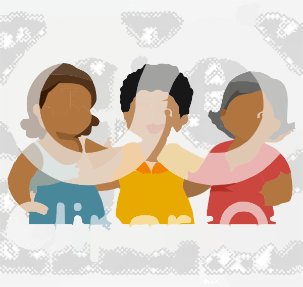Of A Group Of Diverse Middle Aged Female Friends Royalty - Clip Art (600x568), Png Download