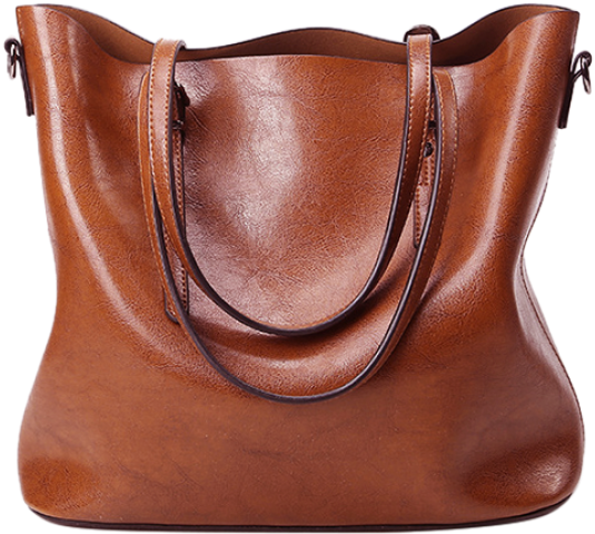 Leather Bag Png - Large Capacity Tote Oil Wax Handbag (558x744), Png Download
