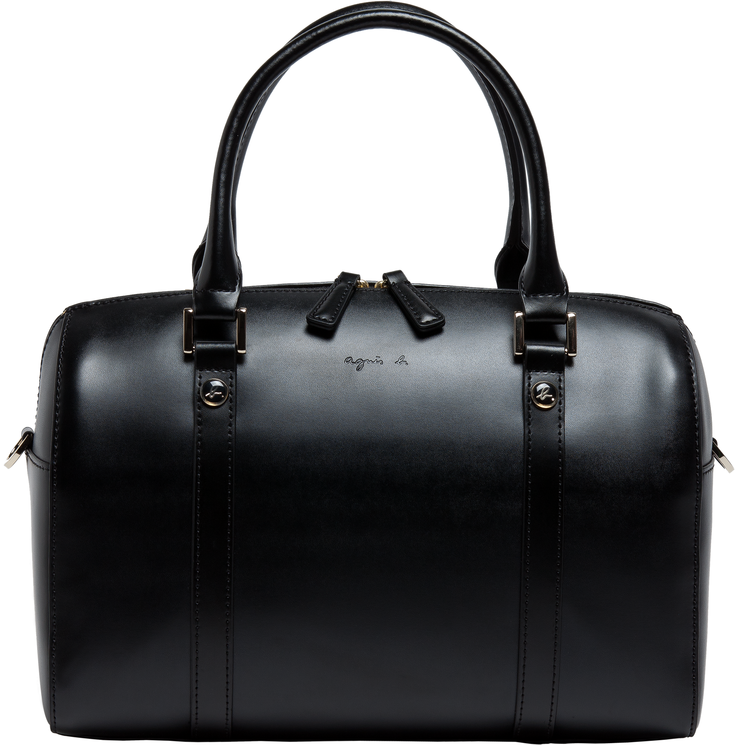 Black Bag Boston Leather - Agnes B Boston Bag (2500x2500), Png Download