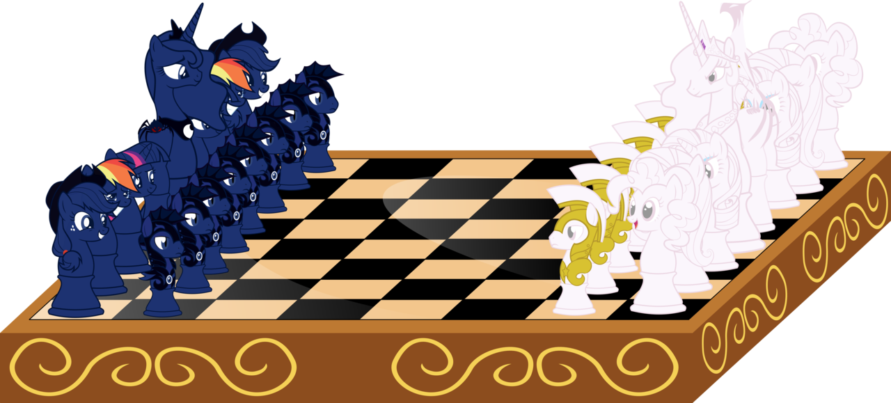 Up1ter, Chess, Fluttershy, Horse, King, Mane Six, Pinkie - Шахматы Пони (1280x579), Png Download