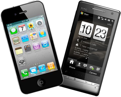 Iphone-android - Android Phone And Iphone (500x400), Png Download