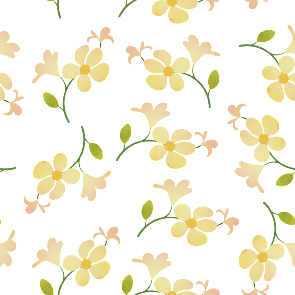 Green Yellow Flower Branch Cartoon Background - Watercolor Painting (1024x1024), Png Download