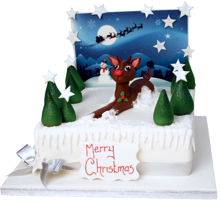 Rudolf Christmas Cake - Hlhn Merry Christmas Senta Claus Ultra-velvet Square (800x800), Png Download