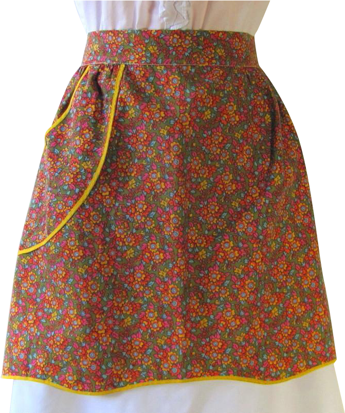 Vintage Apron In Calico Of Orange And Yellow Against - Yellow (802x802), Png Download