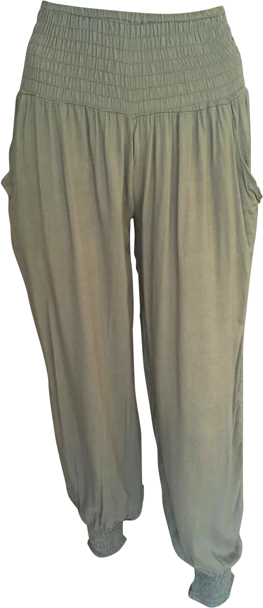 Khaki Harem Trousers - Pocket (1000x1334), Png Download